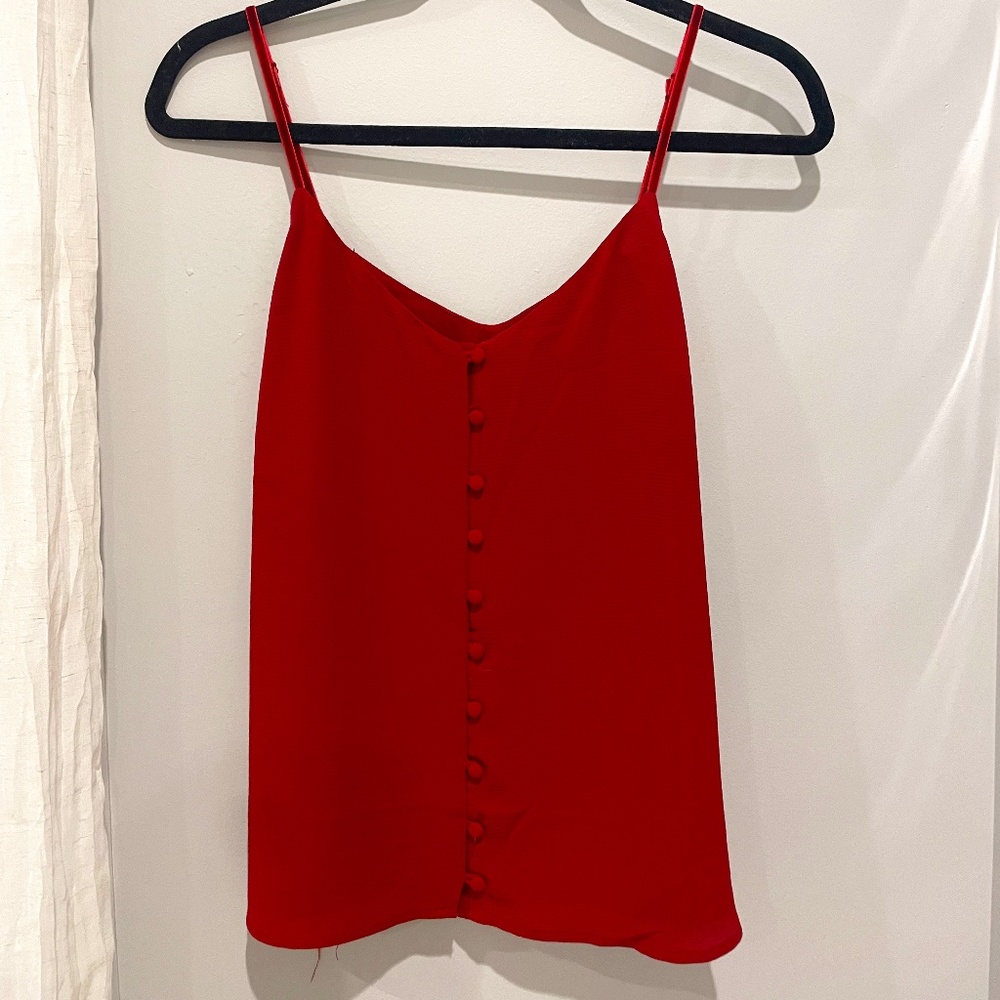 Red Button Down Blouse